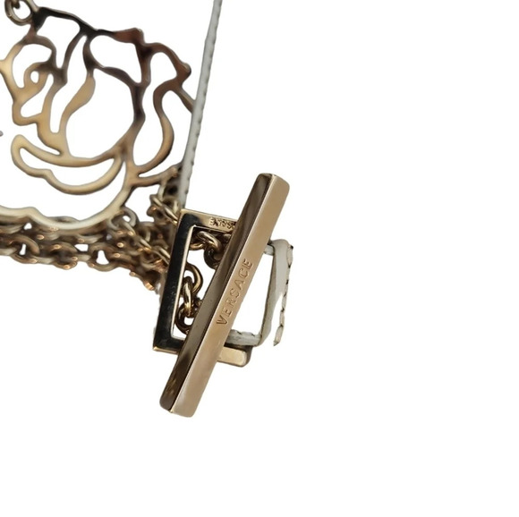 Gianni Versace Cream Chain Flower Handle Handbag - Picture 6 of 10